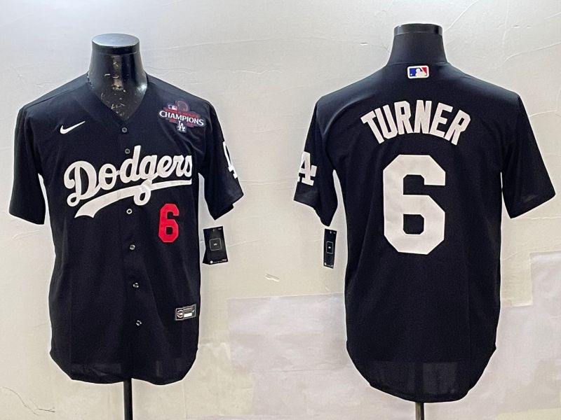 Men Los Angeles Dodgers #6 Turner Black Game 2025 Nike MLB Jersey style 2->los angeles dodgers->MLB Jersey